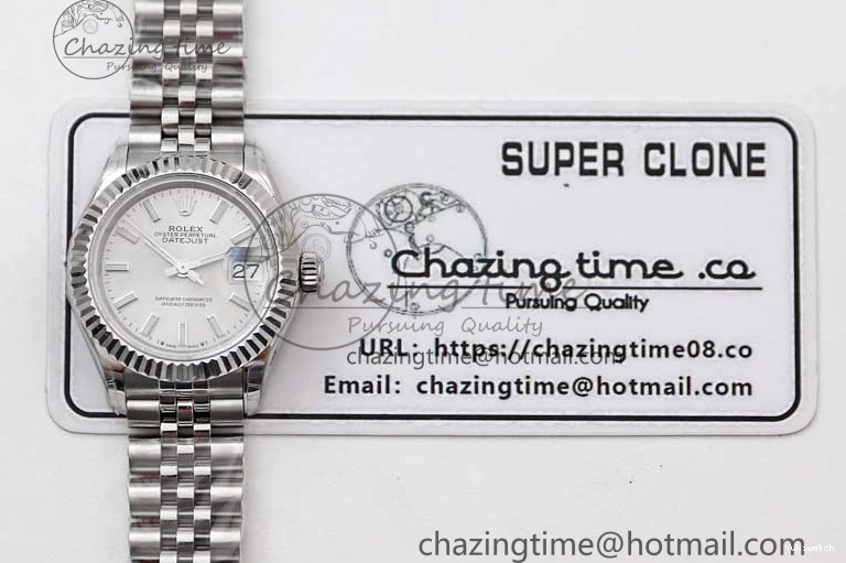 SS on Silver Steel Lady Bracelet 1:1 904L 28 TWF Best Dial DateJust President Edition NH05 0426